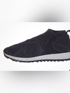 Jimmy Choo Black Knit Slip-On Sneakers